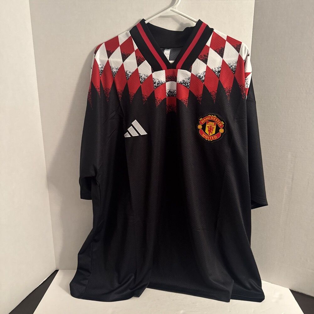 Adidas Manchester United Stadium Jersey Mens 2XL NWT Black Red Pattern